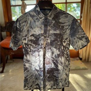 Billabong Tailored Fit Men's Tropical Print Hawaiian Shirt - Dark Navy Blue